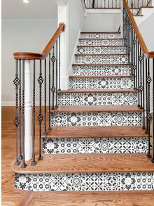 SUPSTICKER 1 Rollo de Pegatina para Escalón Estilo Boho, PVC Despegable y Adhesivo Removible, 7.09x41.81in, Para Escaleras, Gabinetes, Entrada y Pared - 1 pieza - Ver 2