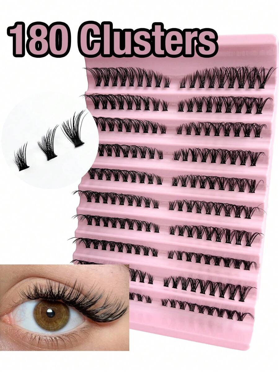 180pcs 40D+ Mixed Length False Eyelashes, Beauty Essential, DIY Eyelash Extension Tool, Curled & Long-Lasting, Lightweight & Natural - C - View 1