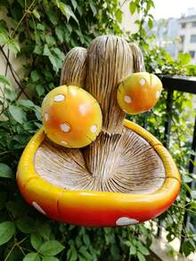 Divertente mangiatoia per uccelli - Decorazione da giardino in resina a forma di fungo unica, accessorio decorativo da esterno (decorazione per la casa), set creativo per mangiatoia da esterno, materiale in resina, decorazione da appendere a recinzione o muro, regalo perfetto per la Festa della Mamma. - A - Visualizzare 10