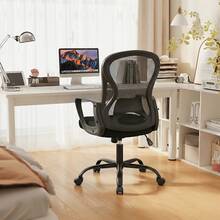 Silla de Oficina, Silla Ergonómica de Oficina con Brazos y Ruedas, Altura Ajustable (95-105cm), Respaldo Reclinable de Malla, para Hogar y Escritorio - B - Ver 2