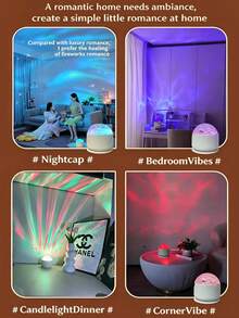 1pc Remote-Controlled Aurora LED Starry Sky Projector Lamp,USB-Powered RGB Night Light With Remote For Galaxy Effect, Suitable For Bedroom/Home Theater/Dome Lighting, Creative Holiday Wedding Party Christmas Ambiance Light, Bedroom, Living Room, Office, Party, Home, Holiday, Birthday, Ceiling And Wall Decor - Multi-color light - View 7