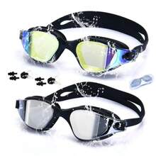 Gafas de Natación Juego de gafas de natación 2 piezas Anteojos de natación con acabado espejo Modelo actualizado para sus baños de verano surf kayak etc. - Ver 2