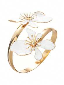 Vòng tay họa tiết hoa 3D phóng đại hình giọt dầu, vòng tay hở cao cấp thanh lịch kiểu dáng nghỉ dưỡng. - Nhiều màu - Xem 8