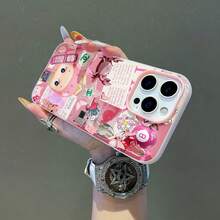 Collage estético de chica con cáncer y  rosa.funda de teléfono Fundas compatibles con ,Apple,VIVO,OPPO,,, y Honor.Fabricadas en silicona TPU,ofrecen protección contra golpes y caídas. - Rosa - Ver 2