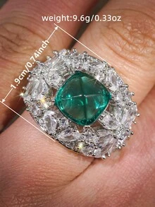 1pc Elegant Cubic Zirconia Stone Ring, Suitable For Women, Suitable For Wedding, Engagement, Anniversary Party Wear, Valentine's Day Gift - 1# - View 7