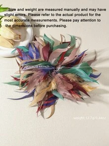 1pc Handmade Bohemian Colorful Artificial Feather Brooch, Elegant & Versatile Design, Suitable For Suits, Dresses, Parties, Daily Wear, Also A Great Valentine's Day Gift For Her - Color - View 3