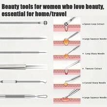 6-Piece Ultra-Precision Acne Tweezers Tool Set - Facial Blackhead Removal Tool - Effectively Cares For And Purifies Facial Skin - Silver - View 2