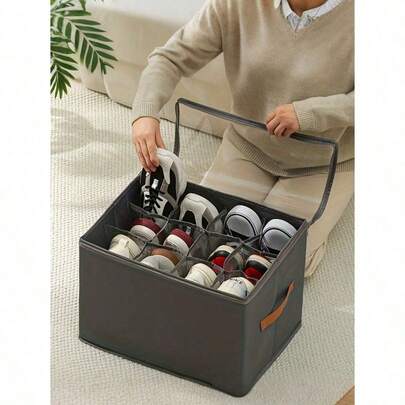 1pc Foldable Shoe Box With Lid | Dust-Proof Storage Box For Shoes, Clothes And Accessories | Multifunctional Rectangular Flip-Top Storage Box | Portable, Lightweight And Durable Oxford Cloth Shoe Box, Suitable For Spring, Summer, Autumn And Winter, Ideal Gift For Friends. Includes Shoe Bag, Travel Storage Bag, Drawstring Shoe Bag, Shoe Cover, Portable Dust-Proof Unisex Packing Bag For Travel, Cruise And Vacation. (Please Note! There Is A Transparent Storage Pouch Product In The Link, Please Check The SKU Image Carefully, Do Not Order If Not Needed)