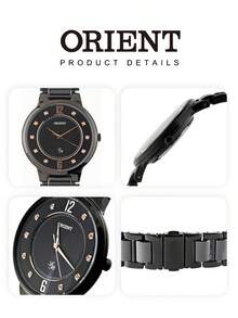 Orient 这款女士腕表采用全黑陶瓷钢表带，搭配镶钻表盘和玫瑰金指针，尽显奢华优雅，质感出众。腕表搭载精准的石英机芯，防水耐用，适合日常通勤、约会等多种场合佩戴。 - 黑色 - 查看 6
