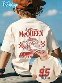 [Disney Licensing]A Short-Sleeved T-Shirt Suitable For Boys. The Front Features The Design Of Lightning McQueen From "Cars". It Is Perfect For Use As A Gift For Any Occasion. - 杏色 - 查看 1