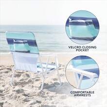 Caribbean Joe - Silla de Playa Plegable 1 posición Ligera y portátil Plegable para Acampar al Aire última intervensión con Correa de Transporte - Raya horizonte - Ver 6