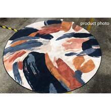 撞色艺术圆形地毯，奢华奶油色条纹圆形地垫，可机洗，适用于客厅、卧室或办公室装饰，米色弧形绒面区域垫，舒适时尚的室内地垫，卧室地板覆盖物，现代装饰防滑底背，客厅地毯，浴室地垫，浴室地毯，门垫，小地毯，地毯，地板垫，家居装饰，小地毯，户外地垫，家居装饰，区域地毯，卧室地毯，可水洗地毯 - 彩色 - 查看 4