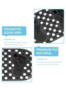 1PC [Popular Choice] Non-Slip Oval PVC Shower Mat With Drain Holes And Suction Cups, Solid Color Bath Rug For Shower Room, Hotel, Toilet, Bathtub - Essential Bathroom Accessories - Black - View 10