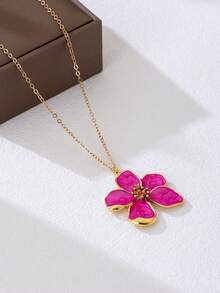 1件简约时尚迷人花朵油滴项链 - 花卉項鍊 - 查看 4