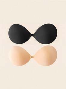 2 Pairs Gathered Adhesive Bra, Reusable Strapless Front Closure Invisible Nipple Covers, Women's Underwear & Lingerie Accessories - Multicolor - View 16