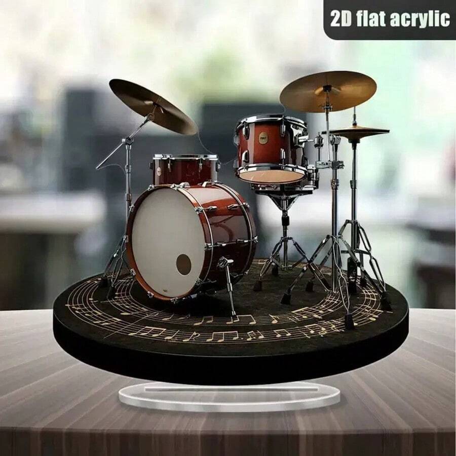 Decoración de batería acrílica 2D, adorno de escritorio con tema musical, recuerdo coleccionable para bateristas - A - Ver 1