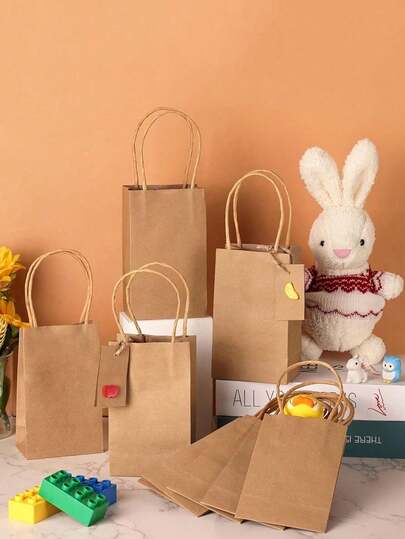 5/10/25pcs Natural Kraft Paper Bags, Durable, Suitable For Baking, Milk Tea, Coffee, Gifts, Party Favors, Etc.