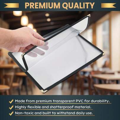 Sổ trưng bày thực đơn dạng tờ rời trong suốt khổ A4, sổ công thức nấu ăn dạng tờ rời bìa PVC trong suốt, kẹp thực đơn nhà hàng, kẹp đựng hóa đơn nhà hàng, thực đơn nhà hàng, dụng cụ lưu trữ nhà bếp, phụ kiện nhà bếp