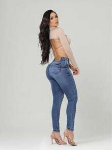 Women's Jeans That Shape, Lift, And Enhance The Buttocks SHOPLE A9 - Màu xanh lam - Xem 3
