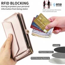 1pc Multifunctional Leather Phone Case With Card Slot, Crossbody Strap, Wallet Design Compatible With Apple 17 Pro Max/ A16 Smartphones - Baby Pink - View 7