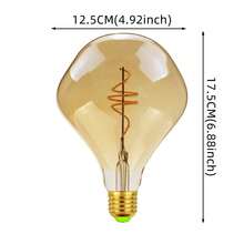 1个复古LED灯丝灯泡，G125外星人造型LED灯泡，220-240V，4W，E27灯头，2300K暖光，灰琥珀色玻璃，可调光装饰照明灯泡，适用于客厅、卧室、餐厅、咖啡厅、酒吧、家居装饰，尺寸：4.92英寸 x 6.88英寸 - Warm Yellow Light - 查看 10