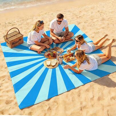 1pc New Waterproof Anti-Sand Digital Printed Beach/Picnic Mat, Fashionable And Fresh Pattern, Suitable For Outdoor Camping And Picnics