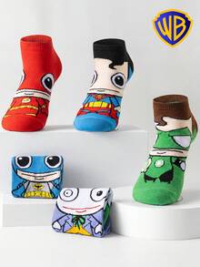 1/5/10 Pairs Warner Bros Socks, Women Short Socks, Breathable Summer Socks With Superhero Cartoon Patterns, Korean Style Casual Socks For Ladies, Moisture-Wicking, Versatile, Fashionable Cartoon Crew Socks, Suitable For Students, Adults, Gifts And Daily Wear - Multicolor - View 2