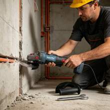 SuperPan 10,000 RPM M14 Cordless Angle Grinder, Bare Tool With Auxiliary Handle And Wrench, Compatible With Battery - Blue - View 7