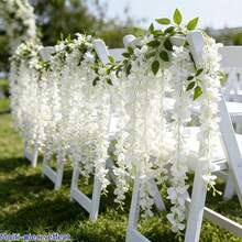 1pc 72-Inch Outdoor Artificial White Wisteria Vine, 183cm Total Length - Realistic Fake Hanging Vine, Dense Flowers, Double-Layered Plastic Wisteria Wreath, Suitable For Weddings, Parties, Gardens And Outdoor Decor - Year-Round Tabletop Center Decor, Balcony Hanging - White - View 3