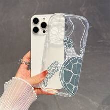 1 chiếc ốp lưng điện thoại tối giản bằng chất liệu TPU, họa tiết nửa con rùa biển, trong suốt, màu kem, chống rơi vỡ, tương thích với iPhone, Honor. - Trong sáng - Xem 7