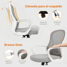 Silla de Oficina, Silla Ergonómica de Oficina con Brazos y Ruedas, Altura Ajustable (95-105cm), Respaldo Reclinable de Malla, para Hogar y Escritorio - C - Ver 9