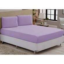 Fitted Sheet Set With Elastic + Pillowcase, 400 Thread Count Percale Flex Luxury, Peach Touch, Single, Full, Queen, King - Lilac - View 3