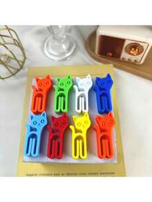 10pcs Cat Shaped Food Bag Sealing Clips, Lightweight And Convenient Kitchen Tool - Multicolor - View 6
