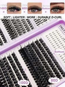 Rikuaild 378/414/468/604 片 D 卷度单根假睫毛簇，大容量，带尖刺，含下睫毛，40D+60D+80D+100D 睫毛，自然浓密，轻盈柔软，可重复使用假睫毛，适合旅行、日常佩戴、约会、派对、节日等场合，可用于下睫毛、睫毛嫁接、下睫毛、簇状假睫毛、单根假睫毛、睫毛延长、仙女睫毛等。 - D - 查看 4