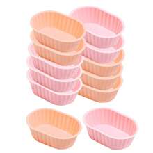 12 khuôn silicon hình bầu dục họa tiết hoa dùng làm bánh, khuôn muffin. - Xem 16