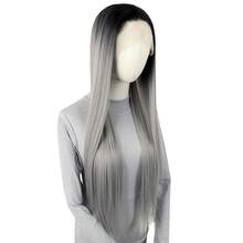 ZigZag Hair 女士优雅卷曲波浪假发，高温丝材质，180%密度，弹性帽，渐变灰色，长卷发，适合所有体型 - 漸變灰色 - 查看 10