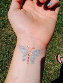 2pcs/1pc Reusable Hollow Butterfly Stencil & Various Pattern Temporary Tattoos, Suitable For DIY Glitter, Pearlescent Butterfly Stencil Tattoos, Party - Multicolor - View 8