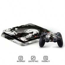 1 Set Printed Pattern Skin Stickers Compatible With PS4 Slim Game Console, Waterproof Scratch-Resistant Personalized Decorative Protective Film For Controller - View 6