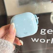 Fashionable Creative Blue Striped Star + Circle Earphone Case Suitable Compatible With Airpods Pro 3, New Pro 2, Cute Apple 4 Minimalist 3, Personalized 1/2 Earphone Case For Women - Light Blue - View 10