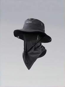 1pc Outdoor Wide Brim Sun Hat, Solid Color Foldable Brim, Beach Fishing Hat, Suitable For Beach Fishing, Hiking, Outdoor Work, Breathable, Drawstring Adjustable, Unisex, Elastic Breathable Mesh Face Cover, Can Block Mosquitoes For Outdoor Activities, Vacation, Travel, Outfit Accessories, And Gifting - Multicolor - View 6