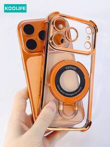 Ốp lưng điện thoại Koolife 1 chiếc bằng TPU mạ điện bóng, tích hợp chân đế, khoét lỗ camera chính xác, bảo vệ toàn thân khỏi va đập, tương thích với Apple 17/17pro/17promax/17Air/16/15/14/13/12/11/7/8/7plus/8plus/XR/X/XS/XS MAX - trái cam - Xem 3