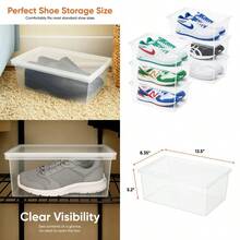 Superio - Caja de zapatos moderna para almacenamiento paquete de unidades .5 cuartos de galón/ litros organizador de caja de zapatos de plástico apilable .5 pulgadas de largo x. pulgadas - Transparente - Ver 1