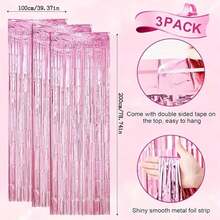 3pcs/Set*200cm Red Tassel Ribbons, Party Decor Curtain, Shiny Metallic Texture Design, Suitable Photography Studio Props, Birthday Party, Bridal Shower, Wedding, Holiday Decoration,, Backdrop, Party Decor, Event Styling, Photo Booth Props, Decorative Ribbons, Durable Tassel, Lightweight Fabric, Event Decoration, Backdrop Curtain, Bridal Party, Mother's Day, Graduation Backdrop - Pink - 查看 4