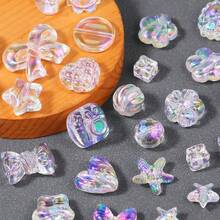 5 pezzi di perle acriliche trasparenti a forma di stella, fiore e pallone da calcio, materiali per la realizzazione di gioielli fai-da-te per collane, bracciali e orecchini - Perline acriliche trasparenti fai da te - Visualizzare 10