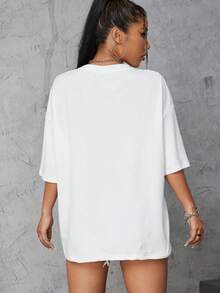 Camiseta Bordada Personalizable para Mujer - Añade tu Texto, Elige la Fuente y el Color. Diseña tu Propia Camiseta Bordada Personalizada para Deportes - Blanco - Ver 4