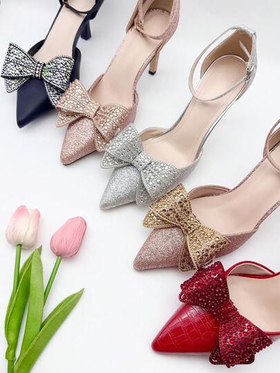2 piezas Nuevos Elegantes Clips para Zapatos Desmontables con Rhinestones - Perfectos para Bodas, Fiestas Nupciales y Tacones Altos
