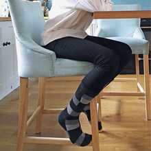 Sock Snob Sock Snob - Ladies Thick Warm Funky Checkered Patterned Breathable Wool Silk Blend Socks - Black / Grey - View 2