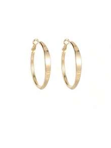 一对银金相间的大圆环耳环，奢华优雅的个性化大圆环耳环，独特精美的厚实素面金属首饰，女士款 - 圓圈耳環 - 查看 8