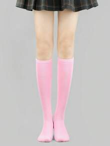 4双/1双 女士休闲时尚百搭优雅校服风格过膝袜 - 彩色 - 查看 12