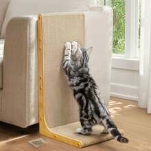 Cardboard Cat Scratcher 23" L-Shaped Scratch Pad Vertical Wall-Leaning Scratching Board To Protect Furniture For Indoor Cats Wood Grain Large - 23 - 查看 8
